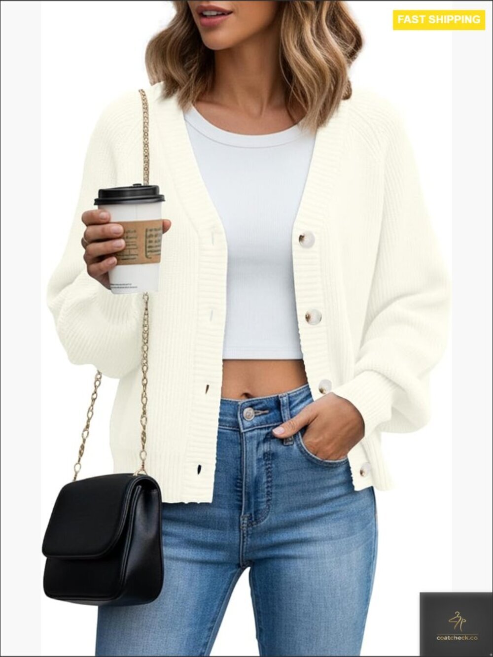 Chunky Knit Open Front Cardigan Long Sleeve Button Down Relaxed Fit Fall Winter